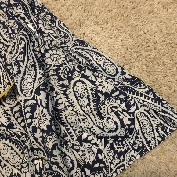 Navy Paisley 100% Cotton Tunic Neck Tank Top - Picture 7 of 13
